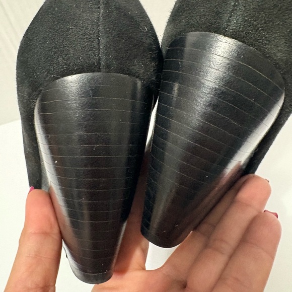 Cole Haan Lainey Black Suede Wedge Dress Heels w Nike Comfort Sole. Round Toe. - Picture 2 of 11